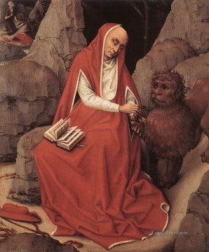 イエス Painting - 聖ヒエロニムスとライオン オランダの画家 ロジャー・ファン・デル・ウェイデン